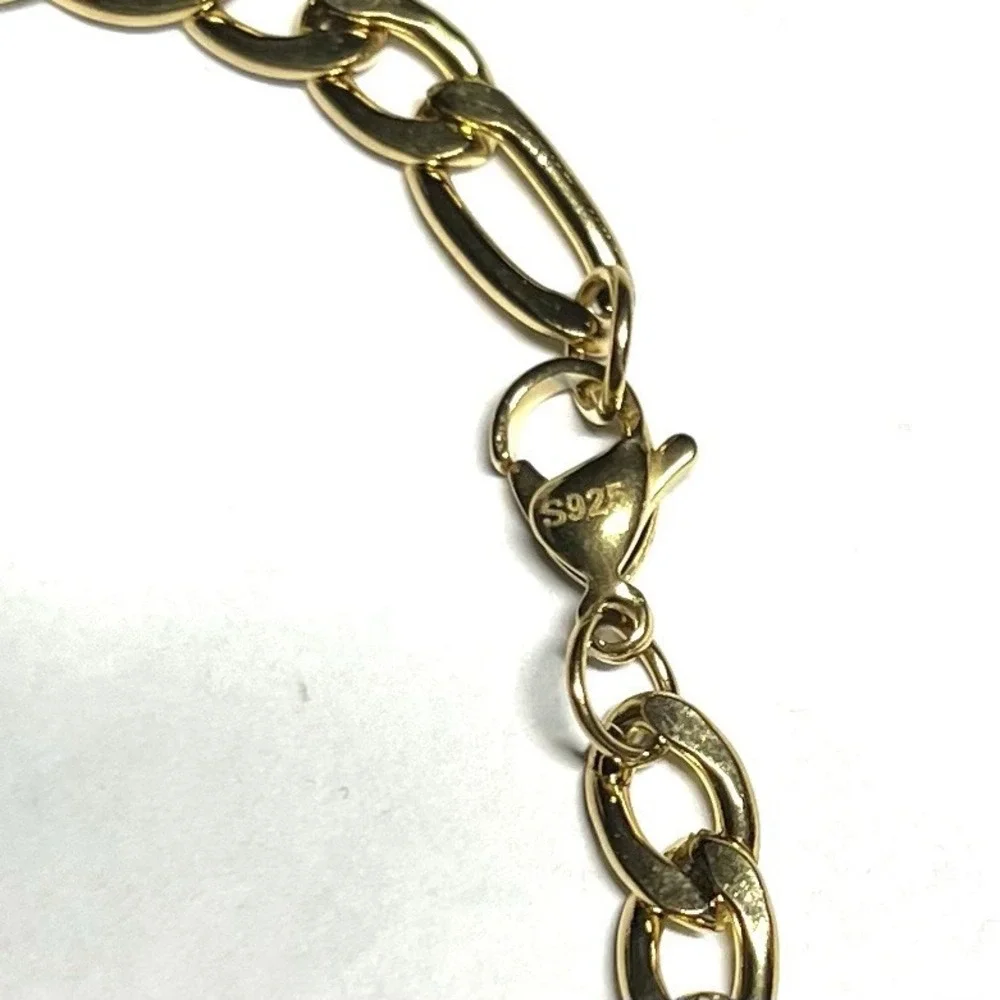 APSVO‎ 18K Gold Plated S925 Bracelet Set Figaro & Herringbone Chains 8